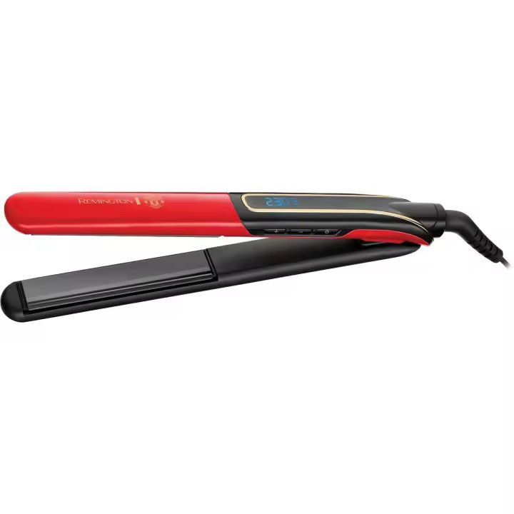 Remington Plancha de pelo multifunción Pro Sleek & Curl S6755 Manchester United Edition - temperatura regulable, indicador digital, función bloqueo, calentamiento rápido, apagado automático, dispositivo de cierre y neceser - 1