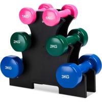 COSHANO Set de 6 mancuernas 2x 1kg, 2x 2kg, 2x 3kg pesas con soporte para gimnasio y entrenamiento en casa - details 0
