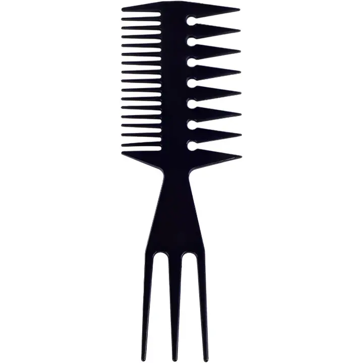 Peine de Dientes Anchos 3 en 1 Para Peinado y Estilizado - Negro - 1