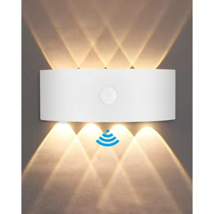 Aplique de pared para exterior, luz con sensor de movimiento interior de 8 W, aplique de pared para dormitorio blanco cálido de 3000 K, resistente al agua IP65, - blanco - 1