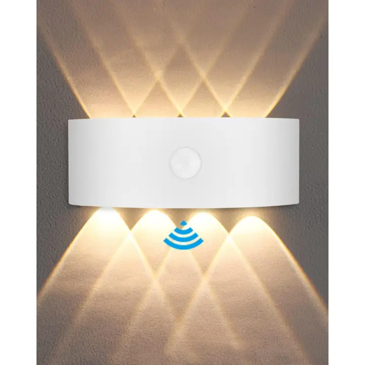 Aplique de pared para exterior, luz con sensor de movimiento interior de 8 W, aplique de pared para dormitorio blanco cálido de 3000 K, resistente al agua IP65, - blanco - 1