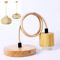 Lámpara Colgante De Madera Moderna E27 Soporte Sencillo Para Dormitorio Sala De Estar Comedor Barra Instalación Por Cordón - details 0