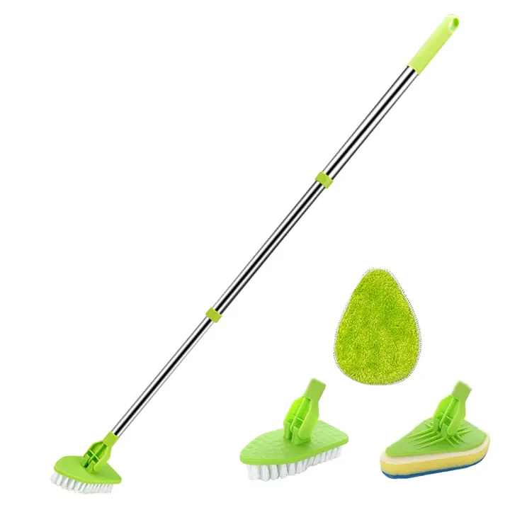 Cepillo De Limpieza Con Mango Largo 3en1 Cepillo De Ducha Para Azulejos Y Tinas Rotativo 180° Y Extensible Para Baño Y Cocina Material Plástico - 1