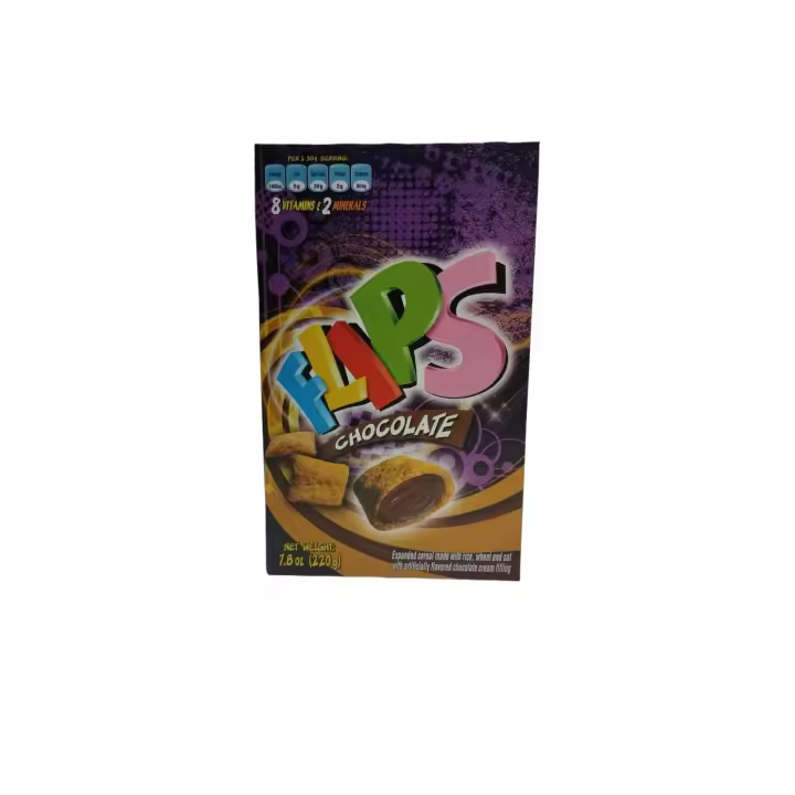 CHOCOLATE - FLIPS - CEREAL EXPANDIDO A BASE DE ARROZ, TRIGO Y AVENA CON RELLENO SABOR A CHOCOLATE - 220 G - 1