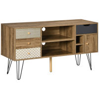 HOMCOM Mueble de TV con Estantes de Almacenamiento 4 Cajones y Patas de Metal Mesa para TV de Salón para Televisores de hasta 50 Pulgadas para Dormitorio 120x39x64 cm Marrón - details 0