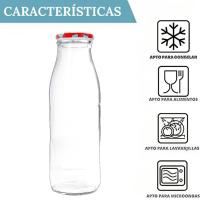 MundoTarros 6 Botellas de Cristal de 500 ml con Tapa de Rosca Hermética + Ebook de 102 Recetas - Botellas para Leche, Zumo, Batidos, Bebidas - Incluye Etiquetas - details 1