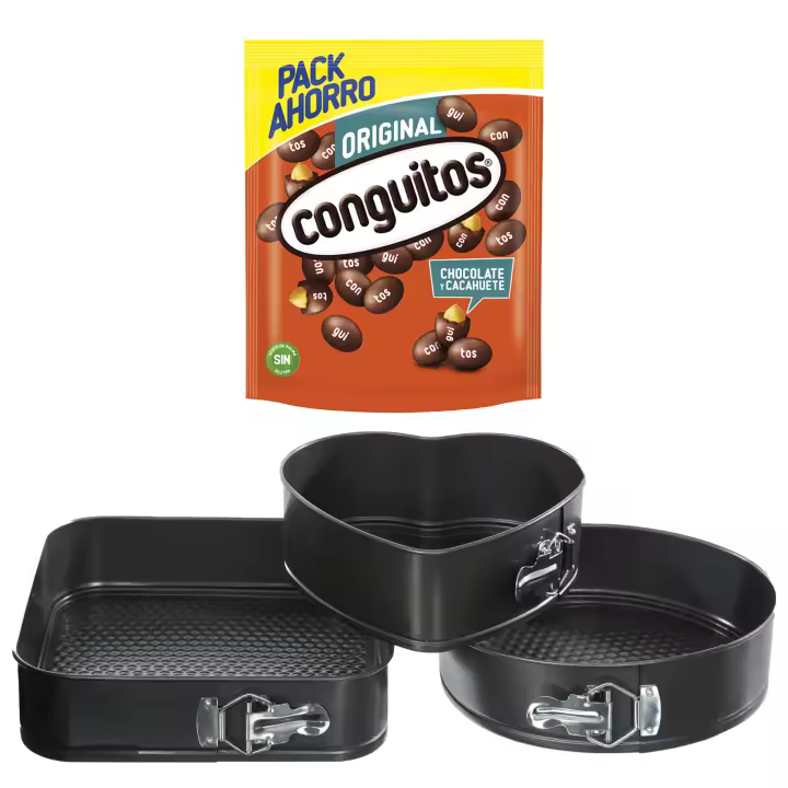 Pack repostería:CONGUITOS NEGRO DOYPACK 350G+Juego de 3 moldes desmontables surtidos - 1