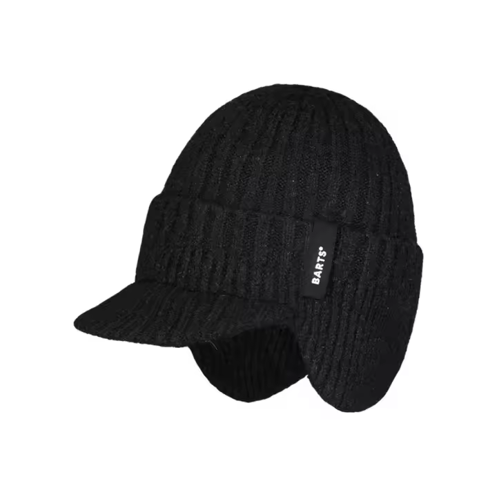 Gorro Con Orejeras Y Visera Negro Barts Duncin Earflap Black Elástico - 1