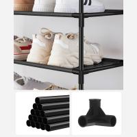 Zapatero vertical con 10 estantes, diseño estrecho de 33x33x173 cm, marco de metal y baldas de tela, ideal para pasillo y dormitorio, negro - details 4