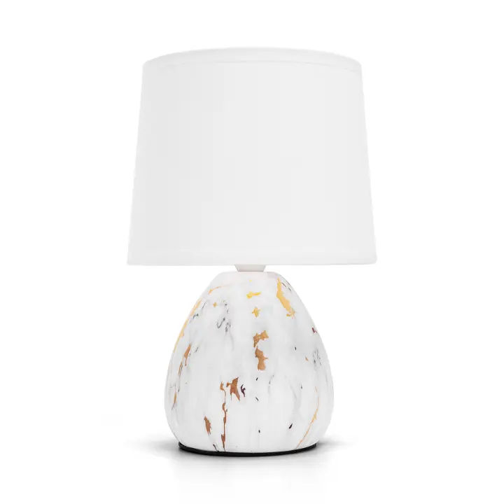 Aigostar Lampara de Mesa de Cerámica, Vintage Lámpara de Mesita de Noche con Pantalla de Tela, Casquillo E14, max.40W, Luz de Noche, Lámpara de Sobremesa para Dormitorio, Salón (sin Bombilla) -H255mm - 1