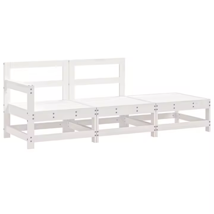 Juego de muebles de Jardín 3 pzas Madera maciza de Pino Blanco - 1