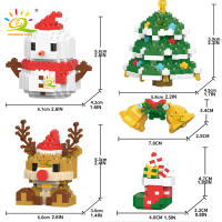 Bloques De Construcción Navideños HUIQIBAO Reindeer Santa Claus Y Casa De Nieve Con Árbol De Navidad Juguete Para Niños Regalo Compatible Con Bloques Lego - details 6