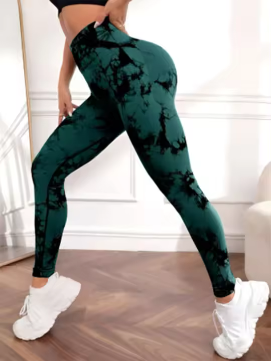 Leggings De Yoga Para Mujer High Waisted Levanta Glúteos Con Contracción Abdominal Estampado Tie Dye Sportswear Fitness - 1
