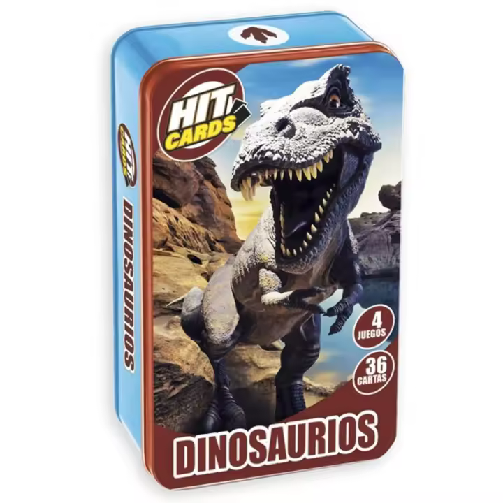 Imagiland Juego Hit Cards Caja Metalica "Dinosaurios" - 1