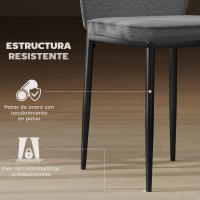 HOMCOM Juego de 2 Sillas de Comedor Modernas Sillas de Cocina con Asiento Acolchado y Tapizado Respaldo Curvo Patas de Acero para Salón Dormitorio - details 5
