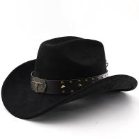 Sombrero De Vaquero Occidental Imitación De Cuero Genuino Con Sombrilla Protección Solar Estilo Étnico De Jazz Grande Sombrilla - details 2