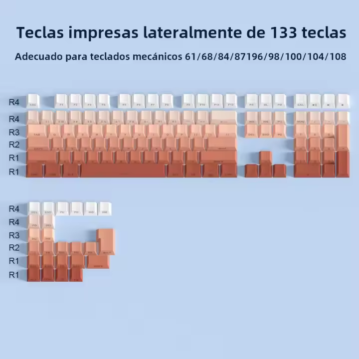 Keycaps De PBT Material 133 Teclas Perfil Cherry Gradiente Gris Sublimación Lateral Para Teclado Mecánico Romoral - 1