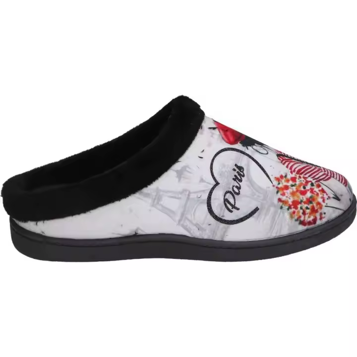 CALZADOS ROAL | Zapatilla de Casa Destalonada Calzados Roal para Mujer – Pantuflas en Color Negro con Dibujo de Chica con Boina – Zapatillas para Casa sin Cierre – Cómodas – Modelo R12213-CHICA - 1