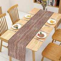 Corredor De Mesa En Madera Marrón Telar De Poliéster Rectángulo Para Cumpleaños Boda Fiesta Suministros De Mesa - details 5