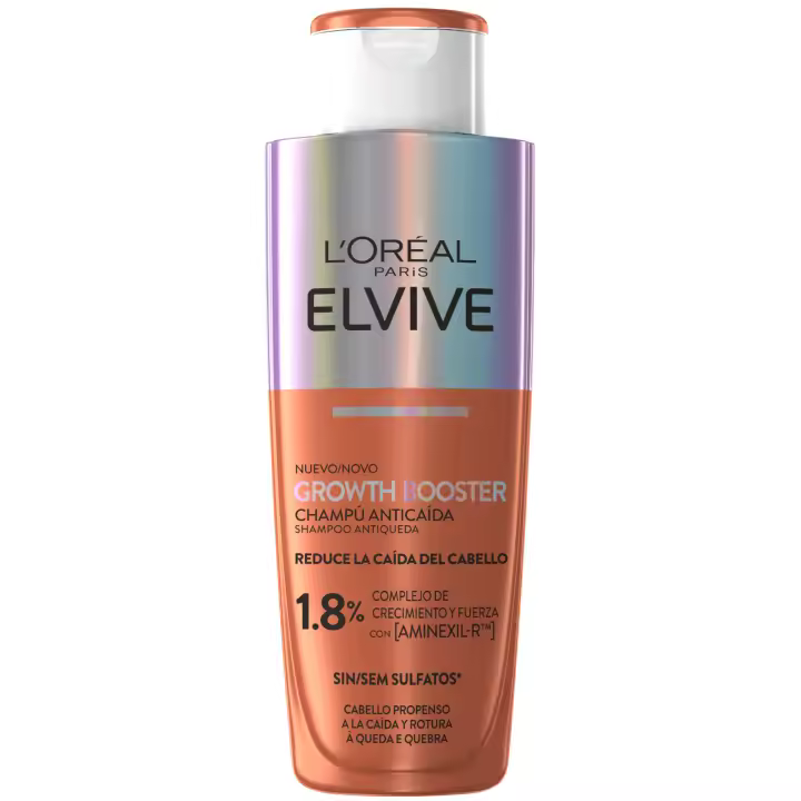 L'Oréal Paris | Rutina Elvive Growth Booster Champú, acondicionador y sérum Anticaída 200ml Sin Sulfatos* (*sin tensioactivos sulfatados) - 1
