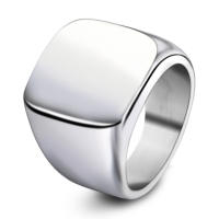 Anillo De Sello Grande En Forma Cuadrada Personalizable En Plata/Oro/Negro/Azul Para Hombres Anillo De Titánico Acero Joyería Clásica Para Fiesta - details 10
