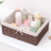 Cesta De Almacenamiento Tejida a Mano Con Tapa Organizador De Ropa Y Lavandería Caja De Cosméticos Para Juguetes Y Toallas - details 5