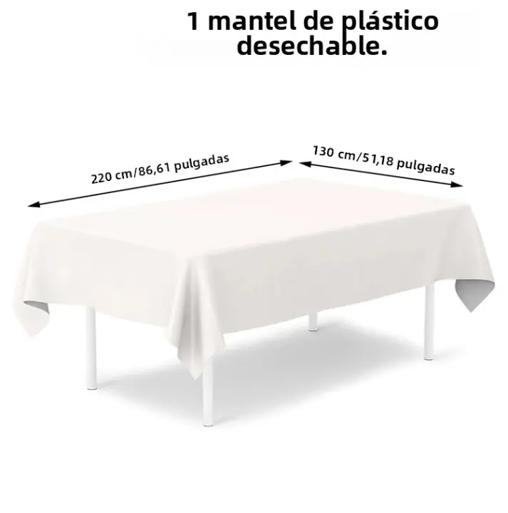 Mantel De Plástico PE Blanco 220x130cm Para BBQ Fiesta Elegante Bodas Y Comidas En Casa Suministros De Fiesta Desechables - 1