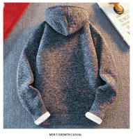 Chaqueta De Punto Para Hombre Con Capucha Cálida Y Acolchada Estilo Casual Para Otoño E InviernoAbrigo De Poliéster Con Cierre De Cremallera - details 6
