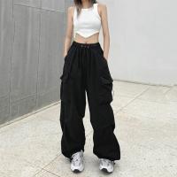 2024 Pantalones Casuales Para Mujer Tech Pantalones Sólidos Cintura Baja Con Cordón Pierna Ancha Estilo Baggy Y2k Streetwear Sobredimensionados - details 7