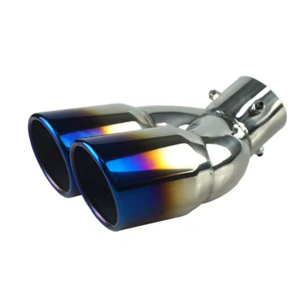 Pipas De Escape Doble Barrelo De Coche Universal 63mm Negro Titanio Acero Inoxidable Accesorios De Coche Entrada Trasera - 1