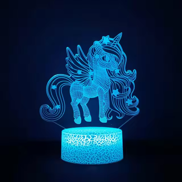 Lámpara De Noche Unicornio 3D LED Anime Regalo Para Niños 16 Colores Cambian Con Control Remoto Regalo De San Valentín Cumpleaños - 1