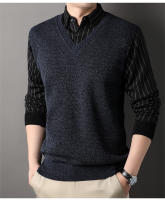 Suéter De Poliéster Para Hombre Con Cuello Polo Y Rayas Gris Oscuro Acolchado Y Cálido Para Otoño E Invierno Moda Coreana - details 7