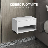 HOMCOM Juego de 2 Mesitas de Noche Flotantes Mesillas de Noche Mesas de Noche con Cajón para Dormitorio Salón 37x32x21 cm - details 4