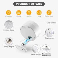 Lámpara De Pared LED Con 3 Niveles De Brillo Y 3 Modos De Color Luz De Pared Operada Por Batería 360° Giratoria Control Táctil Para Cocina Dormitorio Estudio Baño - details 8