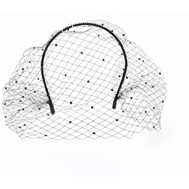 Diadema retro con velo - Accesorio nupcial de cristales y perlas para té bridal, fiestas o looks misteriosos - 1