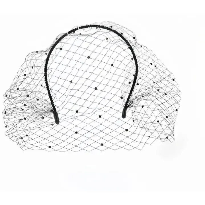 Diadema retro con velo - Accesorio nupcial de cristales y perlas para té bridal, fiestas o looks misteriosos - 1