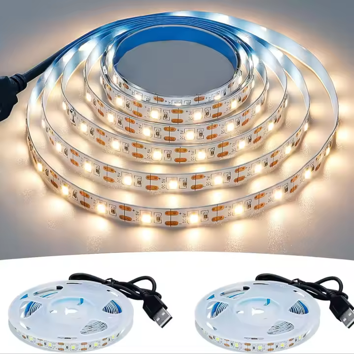 Tira De Luces LED DC 5V USB 2835 Blanca Cálida Para Decoración Del Hogar Y Luz De Fondo De TV 1-5m Cada Pieza Sin Pilas Incluidas - 1