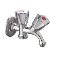 Grifo de Agua fría Grifo de lavabo with Doble Caño y G1/2 Manija de Diamante para fregadero de Cocina (Manija del obturador G1/2) - details 0