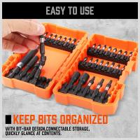 EasySpeed Juego de 34 Puntas de Destornillador, Estuche Profesional Acero S2, Estrella Phillips, Torx, Plano, Cuadrado, Portabits, Llave de vaso y Tuerca Hexagonal. Vástago de Impacto para Taladro - details 2