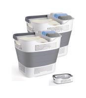 Cesta De Ropa Plegable Y Colapsable De Plástico Con Manijas Contenedor De Almacenamiento Para Guardar Ropa Ahorrador De Espacio - details 0