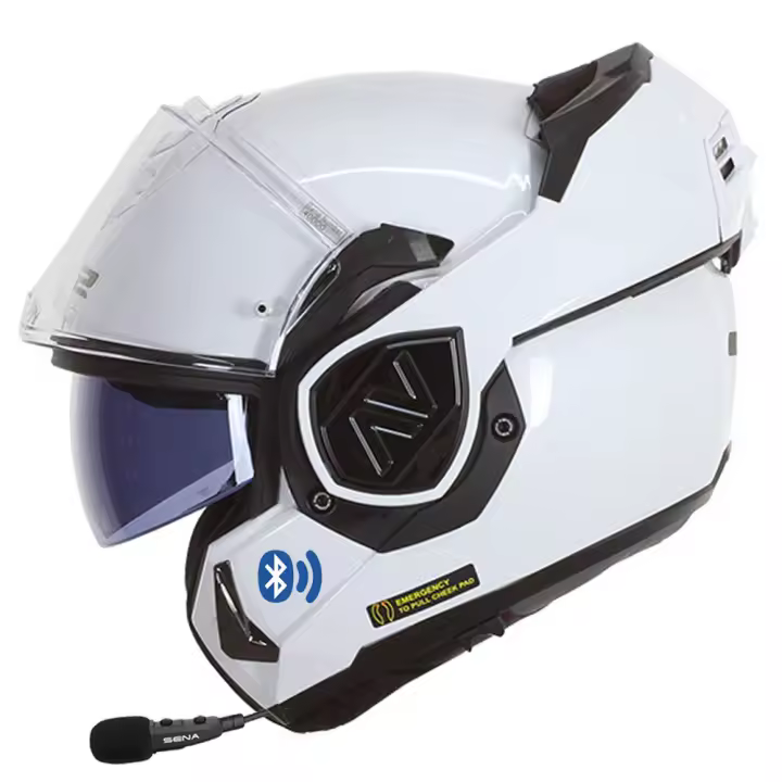 LS2 ADVANT FF906 Bluetooth Sena Intercom Integrado - Casco de Moto Modular P/J + Pinlock Blanco Brillo - Homologado ECE 22.06 - 1