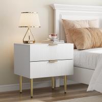 Mesita de noche para dormitorio, Mesita de noche Blanca con diseño, Mesita de noche Moderna, Pitas metálicas. - details 2