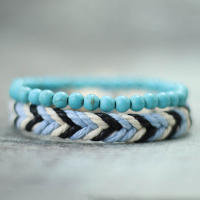 Set De 2 Pulseras Para Hombre Hechas a Mano Con Madera Volcánica Y Piedra Ojo De Tigre Pulsera De Cuerda Macramé Pulsera De Charms Moda Étnica - details 3
