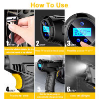 Bomba de aire con cable/inalámbrica para coche, compresor de aire portátil recargable, Digital, equipo de inflado de neumáticos automático, 120W - details 13
