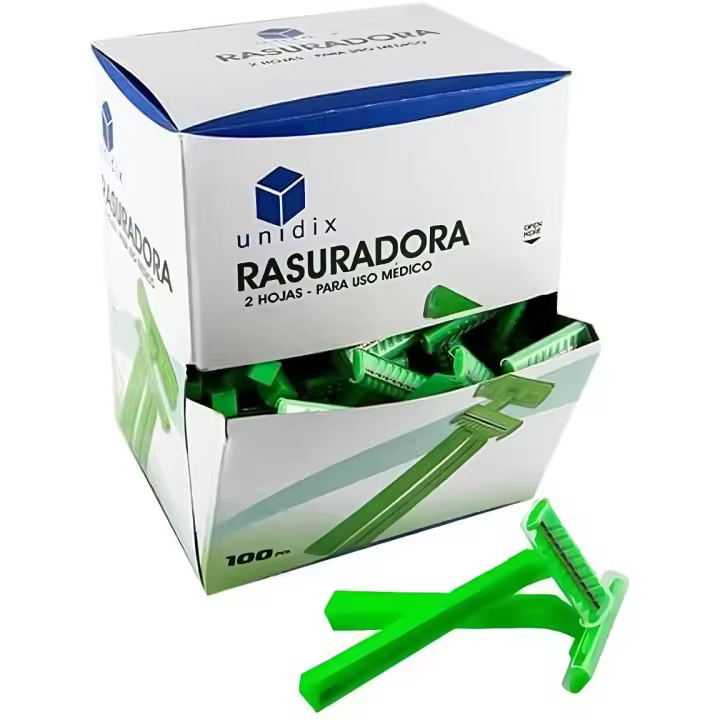 Unidix - Maquinillas de Afeitar Desechables – 2 Hojas – Caja Dispensadora de 100 Unidades – Aptas para Uso Médico/Hospitales/Centro Sanitarios/Estudio Tatuajes/Centros de Estética – No Estéril - 1