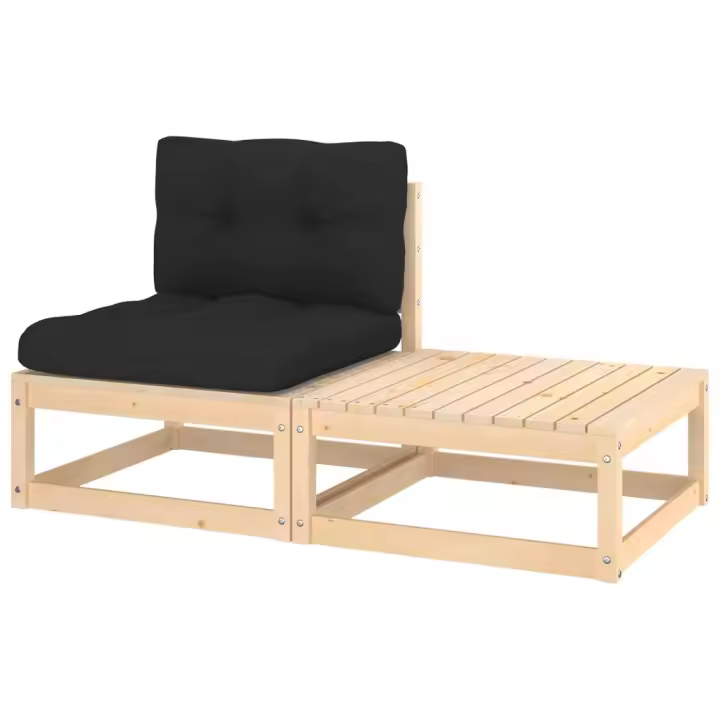 Muebles de jardín 2 piezas con cojines madera maciza de pino - 1
