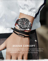 Reloj De Pulsera LIGE Para Hombres Azul Deportivo Y Militar De Lujo Con Grande Dial Cronógrafo Resistente Al Agua Cuarzo Reloj De Mano Luz Técnica De Silicona - details 1