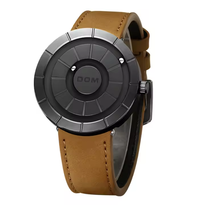 Reloj De Cuarzo Para Hombre DOM 1753 Diseño Creativo Resistente Al Agua Con Correa De Cuero Malla De Acero Inoxidable Estilo Formal - 1