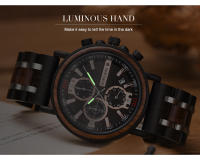 Reloj De Cuarzo Para Hombre BOBO BIRD De Madera Lujo Estilo Militar Con Cronógrafo Y Caja De Madera Relogio Masculino - details 15