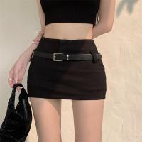 Mini Falda Negra A-line Ajustada Para Mujer Cintura Alta Estilo Casual Ligera Estiramiento Material Algodón Todas Las Estaciones - details 1